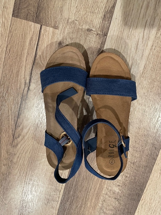 Rouge Helium Shoes - Rouge Helium Navy Denim Strap Sandals for Women
